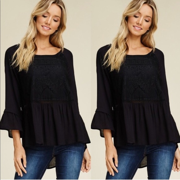 Ruffled High-Low Top With Criss Cross Back - Picture 2 of 7